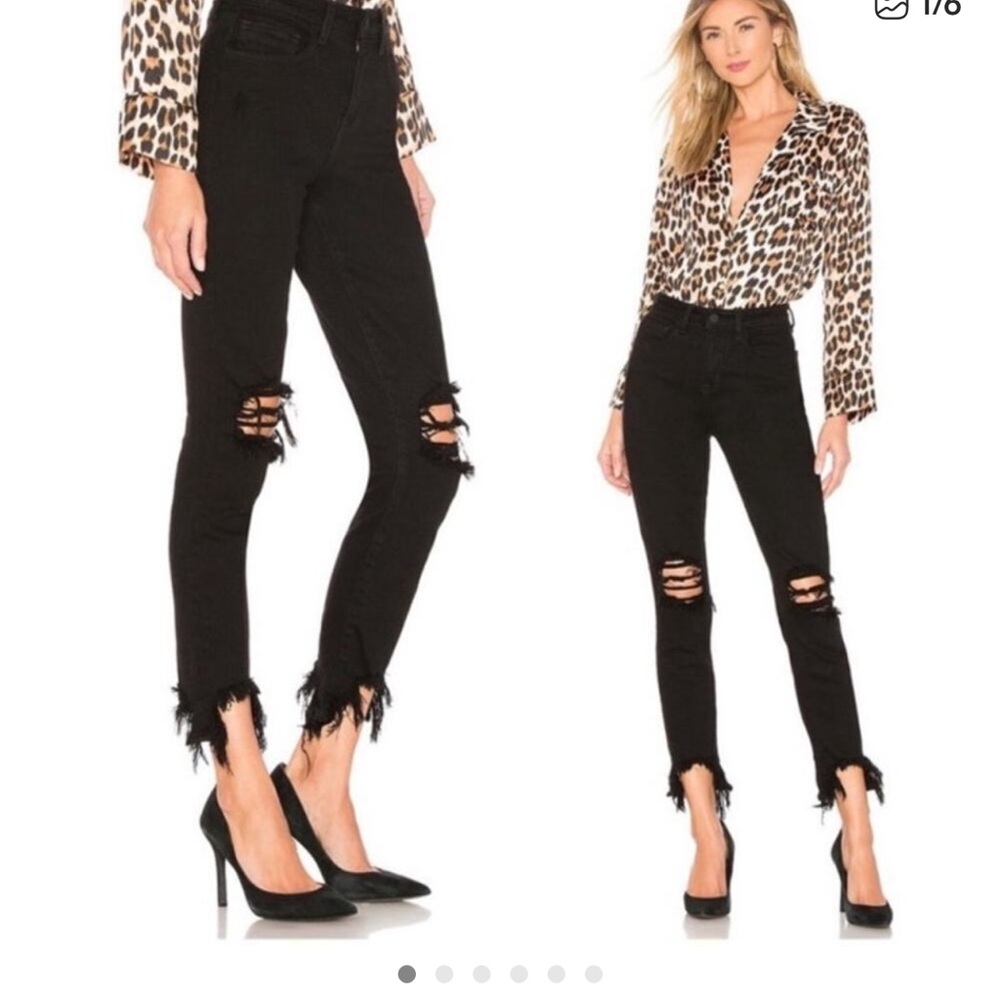 L'AGENCE Black Distressed Women Jeans